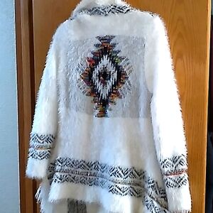 Aztec long fuzzy sweater